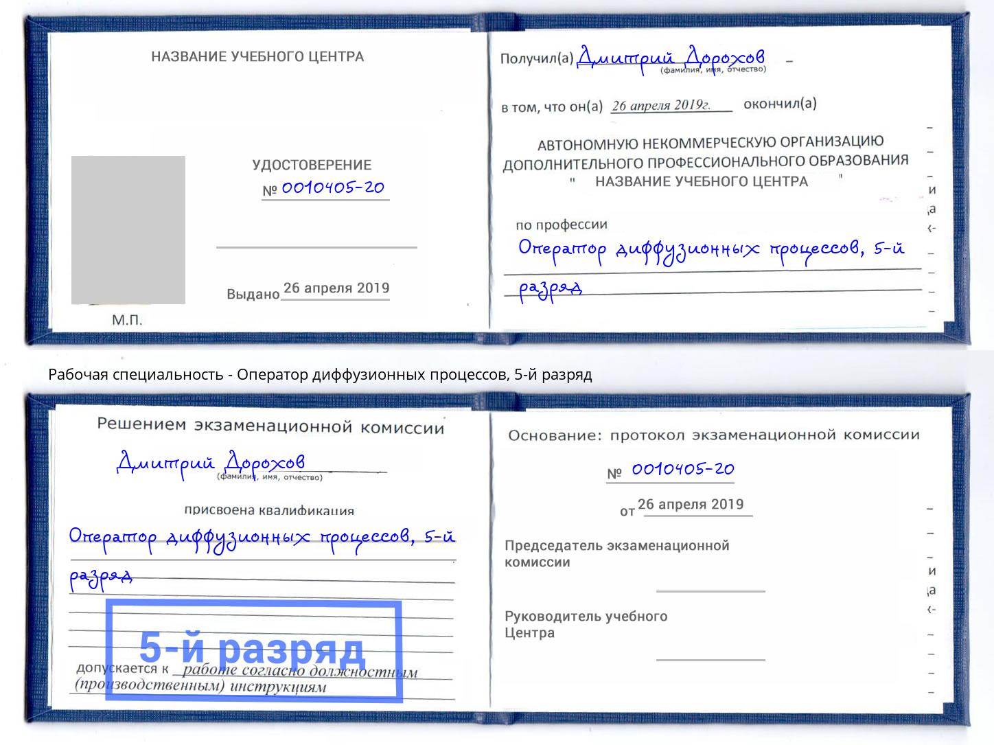 корочка 5-й разряд Оператор диффузионных процессов Северодвинск