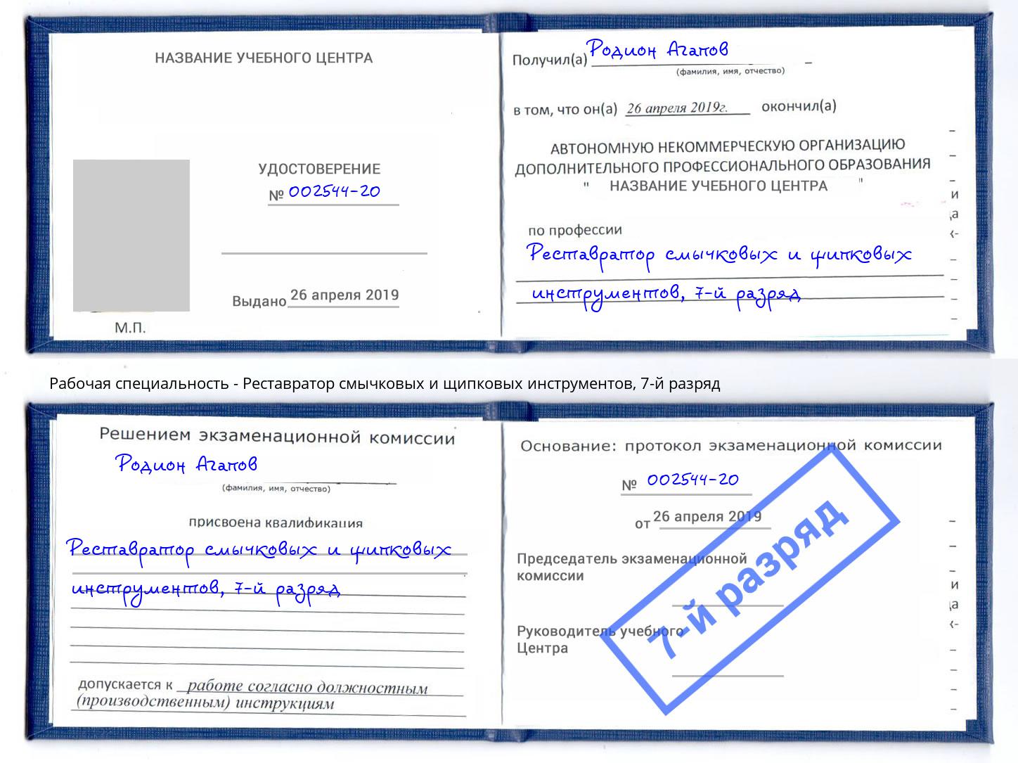 корочка 7-й разряд Реставратор смычковых и щипковых инструментов Северодвинск